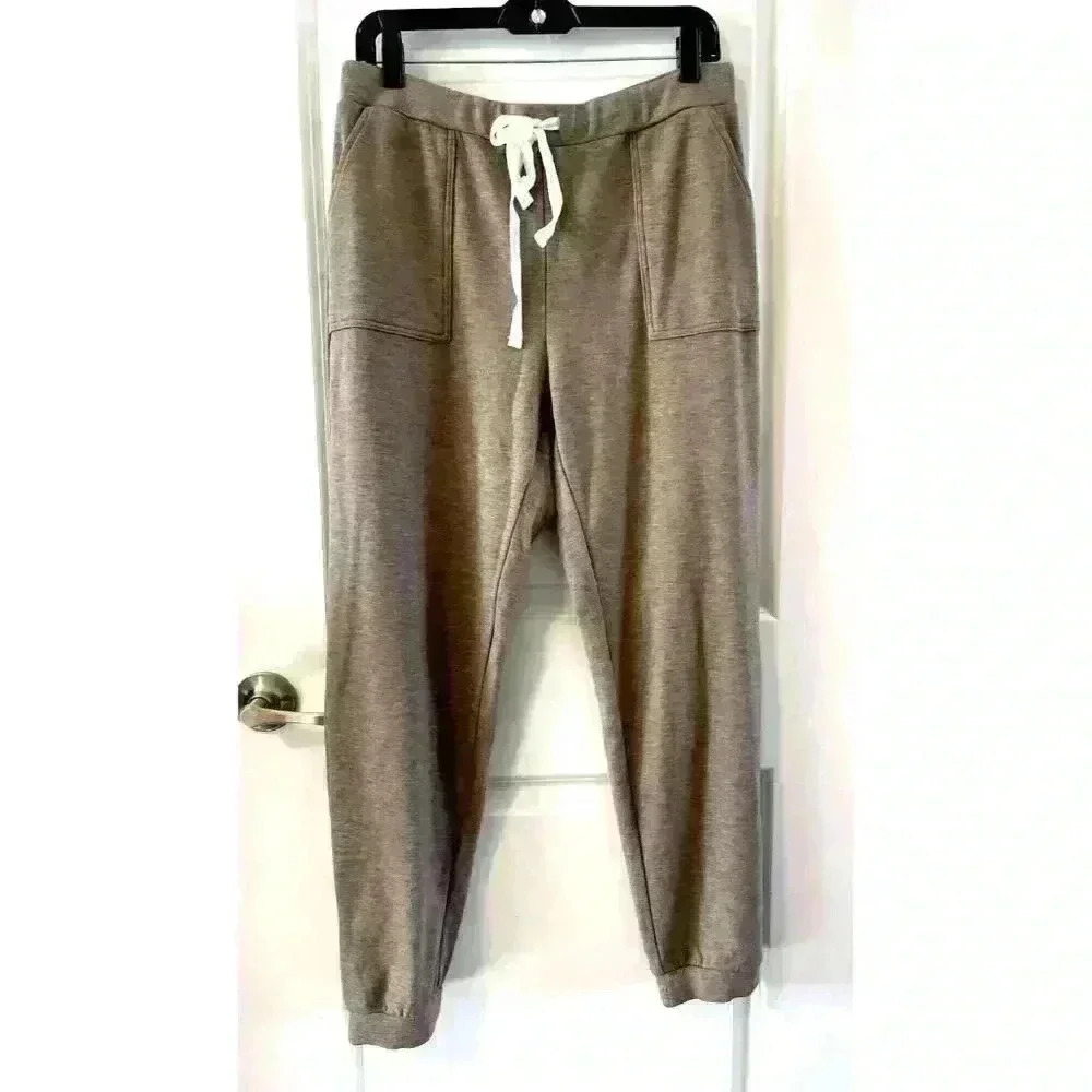 NWT Bobi Los Angeles Jogger Sweat Pants Size L Muted Taupe pockets *SO SOFT*